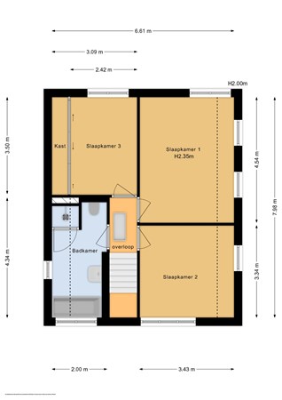 Floorplan - Laagstraat 1, 6611 CD Overasselt